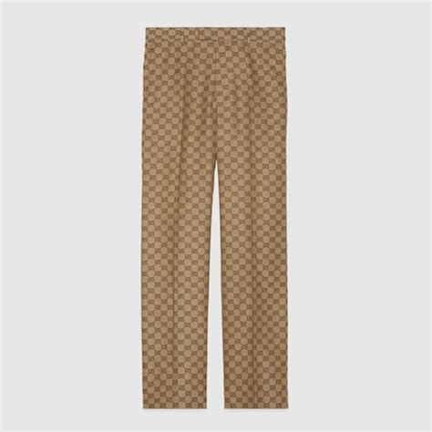 pantalon gucci homme 2019|Pantalon en lin GG Supreme en camel et ébène .